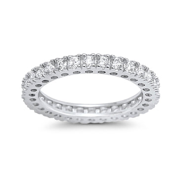 Eternity Wedding Band Rings Round Simulated CZ 925 Sterling Silver